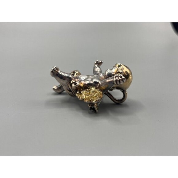 Sterling Silver Winged Cherub Brooch Baby Angel Pin 925 27 Grams - Picture 4 of 11